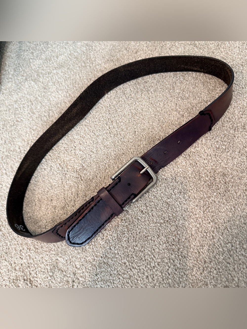 Lucky Brand Leather Brown Belt Men’s Size 36 Silver Buckle 90s